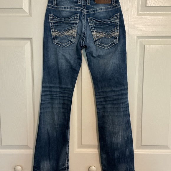 BKE denim Aiden bootleg Women stonewashed jeans 27s 28 inch inseam stitch design - Picture 2 of 11